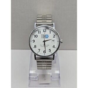 Timex Easy Reader Date Indiglo Silver Tone 34mm Quartz Watch New Battery WR 30M